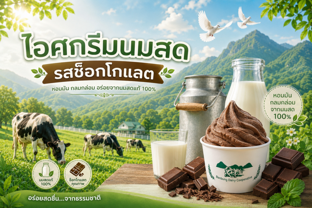บ้านบึง ไอศกรีมนมสด รสช็อกโกแลต
ไอศครีม, ไอศกรีม (รสช็อกโกแลต)