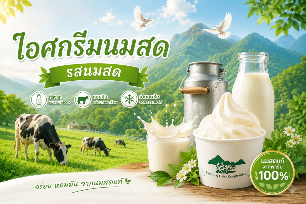บ้านบึง ไอศกรีมนมสด รสนมสด